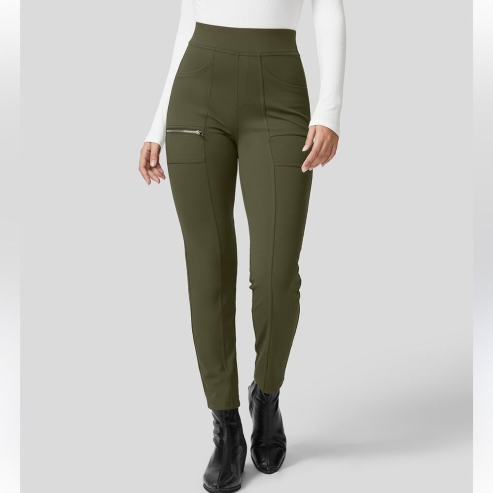 HALARA Green Sculptknit Leggings Zipper Pockets Loungewear Athleisure Active